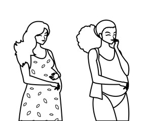 couple of beautiful pregnancy women characters