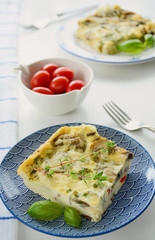 Mushroom cheese quiche slices