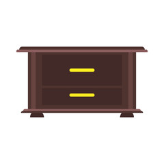 Coffee table vector icon furniture design cafe interior. Retro style home wooden desk decor. Brown flat element living room