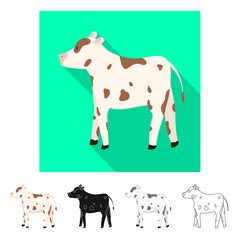 Vector illustration of cow and heifer symbol. Set of cow and milk stock symbol for web.