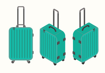 Travel vacations design picture, vector illustration of suitcase, case, bag, briefcase en realistic and isomatric style. Universal for web and mobile UI and application or web.