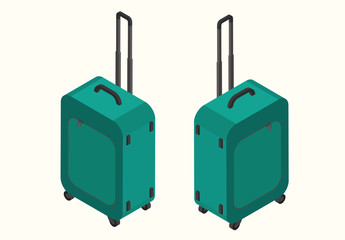 Travel vacations design picture, vector illustration of suitcase, case, bag, briefcase en realistic and isomatric style. Universal for web and mobile UI and application or web.