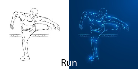 Line drawing of a man jumping