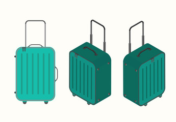 Travel vacations design picture, vector illustration of suitcase, case, bag, briefcase en realistic and isomatric style. Universal for web and mobile UI and application or web.