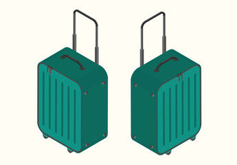 Travel vacations design picture, vector illustration of suitcase, case, bag, briefcase en realistic and isomatric style. Universal for web and mobile UI and application or web.