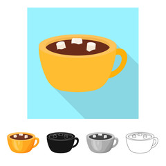 Isolated object of hot and chocolate sign. Set of hot and dark vector icon for stock.
