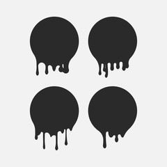 Oil drop, Blot, Liquid stain, Current drops, chocolate drops. Vector illustration.