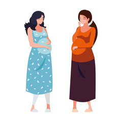 Fototapeta premium couple of beautiful pregnancy women characters