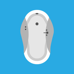 Bathtub bathroom vector icon top view design. Water hygiene cartoon interior shower relax. Ceramic laundered furniture
