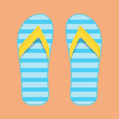 Flip flop beach holiday sandal foot vector icon top view. Fashion shoe pair set travel. Sea pattern accessory stripe