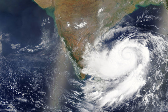 Cyclone Fani heading towards India in 2019 - Elements of this image furnished by NASA