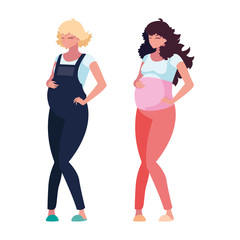 couple of beautiful pregnancy women characters