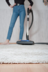 clean, beautiful, fluffy light carpet after good cleaning with turbo brush