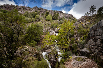 Fototapeta na wymiar View of waterfall of Arado on Peneda Geres National Park, Portugal.