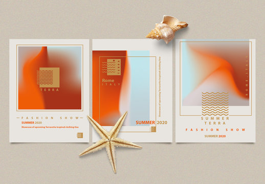 Abstract Minimalist Flyer Layouts with Terracotta Gradients