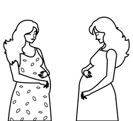couple of beautiful pregnancy women characters