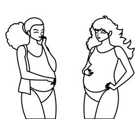 couple of beautiful pregnancy women characters