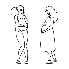 couple of beautiful pregnancy women characters