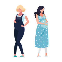 couple of beautiful pregnancy women characters