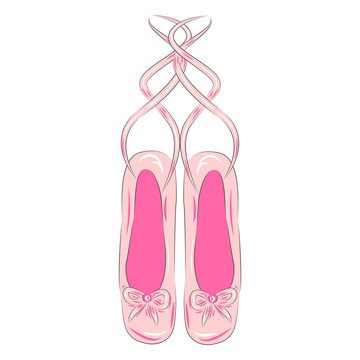 A set of ballet pointes shoes. Ballet shoes.