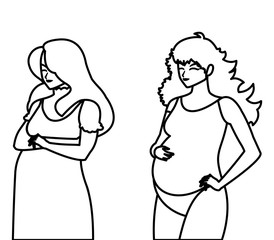 couple of beautiful pregnancy women characters