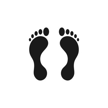 Footprint icon isolated on white background. Foot print icon. Black silhouette of footprint. Human footprint track. Footprint clip art.