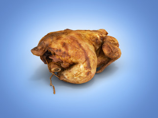 roasted chicken isolated on blue gradient background 3d render