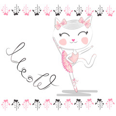 cat in a crown, pink ballet tutu. Isolated objects on white background.