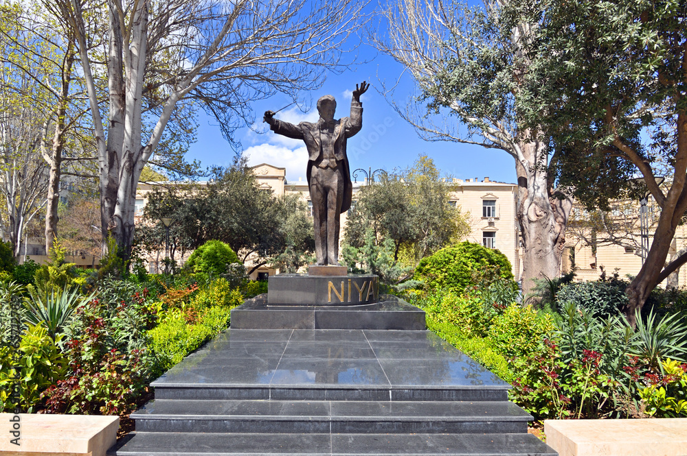 Wall mural monument of conductor and composer niyazi in baku