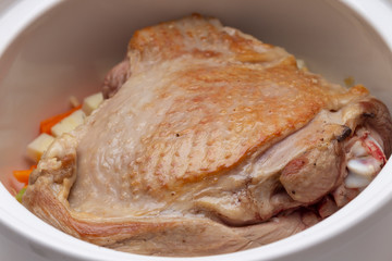 Turkey thigh ready for braising