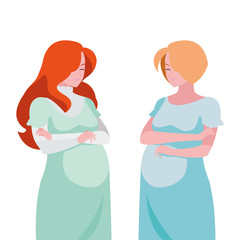 couple of beautiful pregnancy women characters