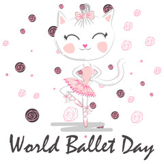 World Ballet Day, October. Young girl performing ballet dance conceptual