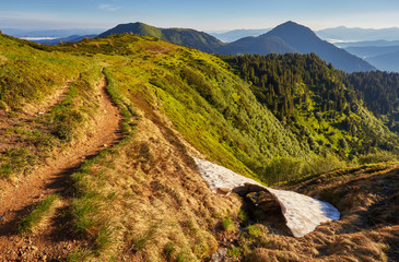 Mountain road spring ranges landscape.