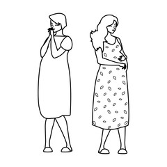 couple of beautiful pregnancy women characters