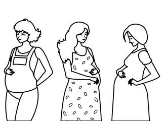 group of beautiful pregnancy women characters