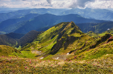 Beautiful mountain landscape, with mountain peaks