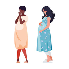 interracial couple of pregnancy women characters