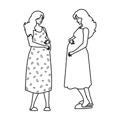 couple of beautiful pregnancy women characters