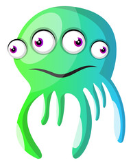 Blue four eyes meduza illustration vector on white background © Morphart