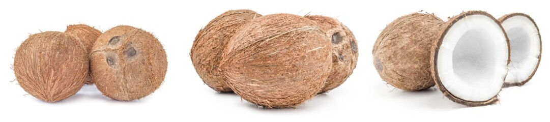Set of coconut isolated on a white background