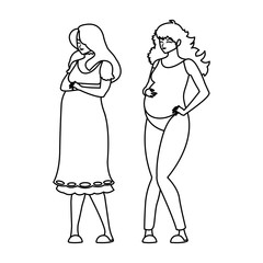 couple of beautiful pregnancy women characters