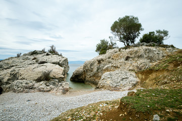Small bay of Sveti Blaz on a cloudy day in spring