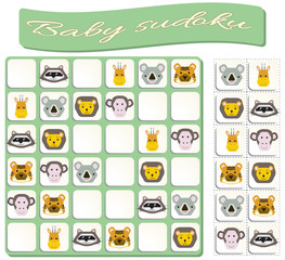 Baby Sudoku with colorful animals images