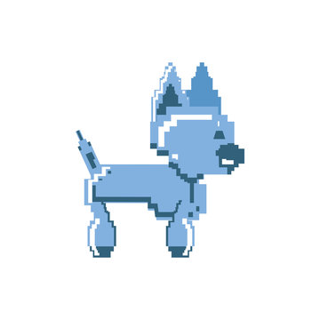 video game dog robbot pixelated