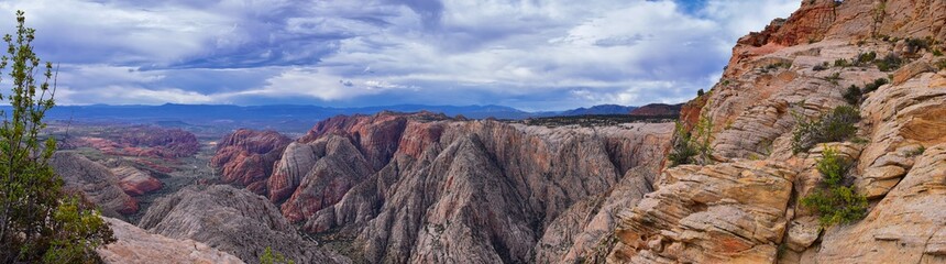 Snow Canyon Overlook, views from the Red Mountain Wilderness hiking trail head, State Park, St George, Utah, United States  © Jeremy