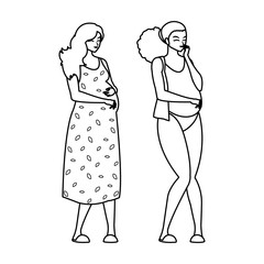 couple of beautiful pregnancy women characters