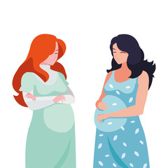 couple of beautiful pregnancy women characters