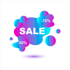 Sale design. Gradient abstract background with flowing liquid shapes. Graphic element for flyer, logo, invitation, web, presentation, banner, poster. Vector illustration on white background.