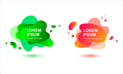 Gradient abstract background set with flowing liquid shapes. Place for text. Graphic elements for flyer, logo, invitation, web, presentation, banner, poster. Vector illustration on white background.