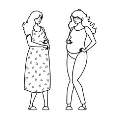 couple of beautiful pregnancy women characters